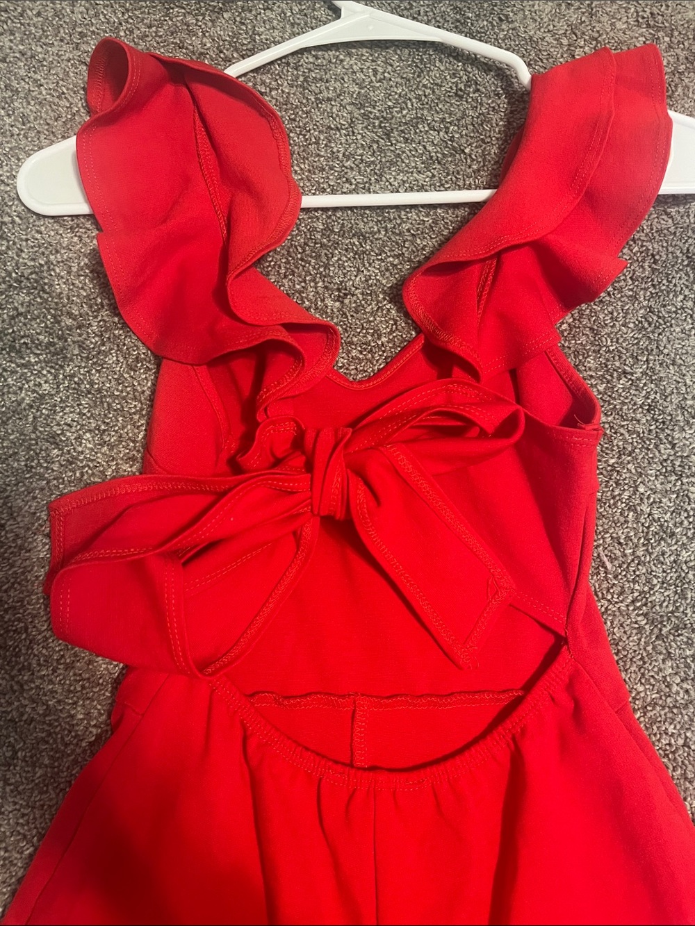 Women’s Red Ruffle Strap Romper - Picture 3 of 5